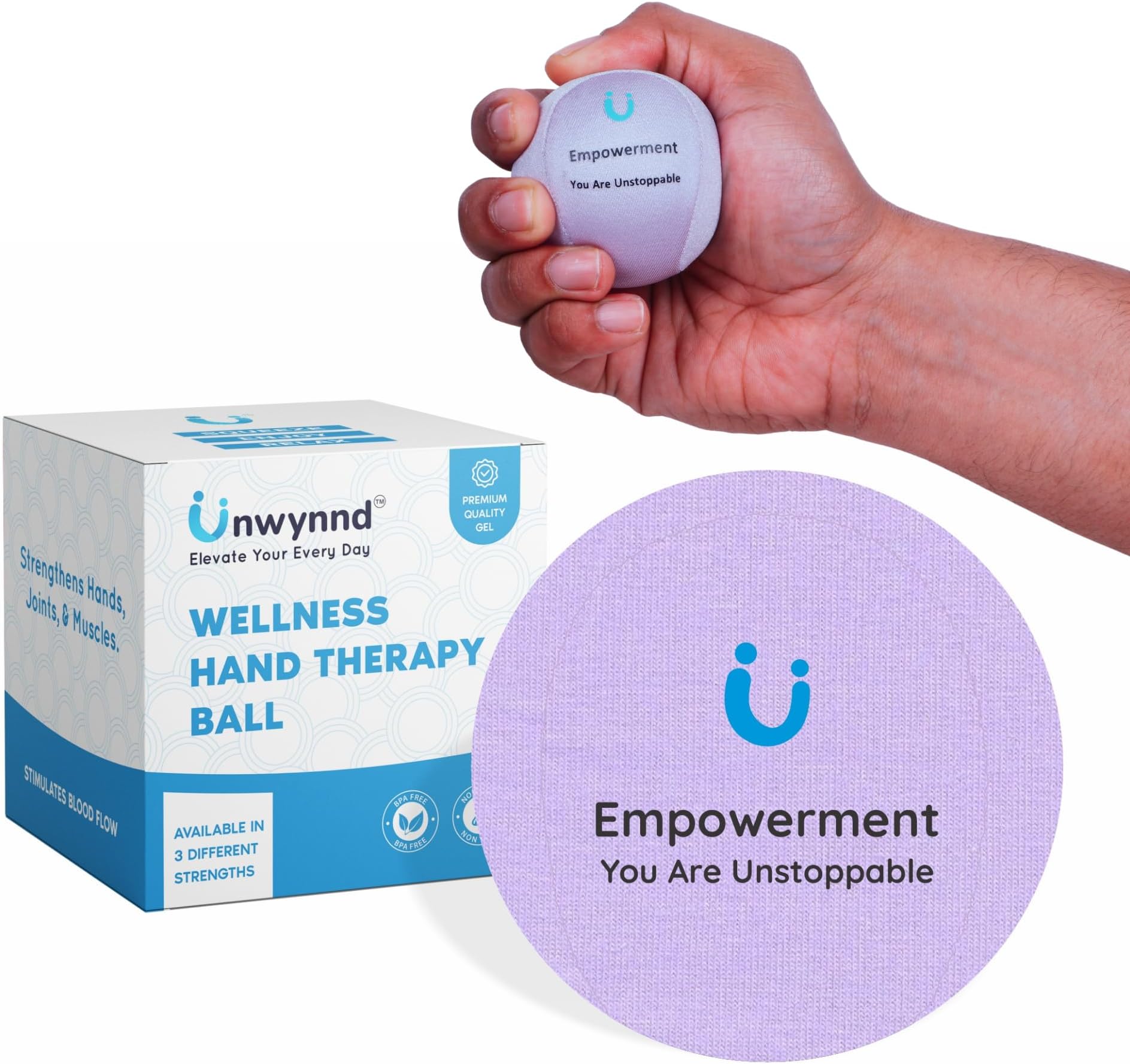 - Unwynnd Stress Balls For Adults - Hand Exercise Ball For Stress Relief, Carpal Tunnel, & Arthritis For Hand Grip Strengthening - Anxiety Relief Physio Ball Fidget (1 PCS)