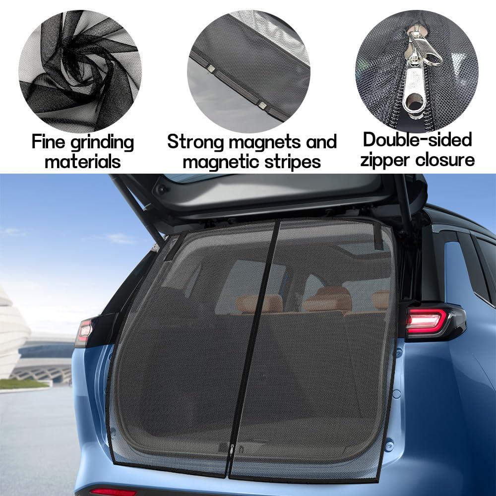 Mineup Moustiquaire pour Hayon de Voiture, 175x150cm Moustiquaire de Voiture, pour Camping-Cars, Caravanes, Ventilation de Fourgonnette et Protection Contre Les Insectes