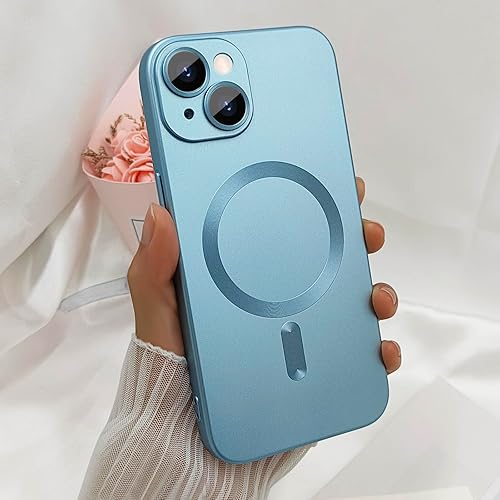 Miniatura 2 de Funda magnética para iPhone 13 para mujer, diseño de brillo metálico suave mate con protector de lente de cámara, compatible con Magsafe para iPhone