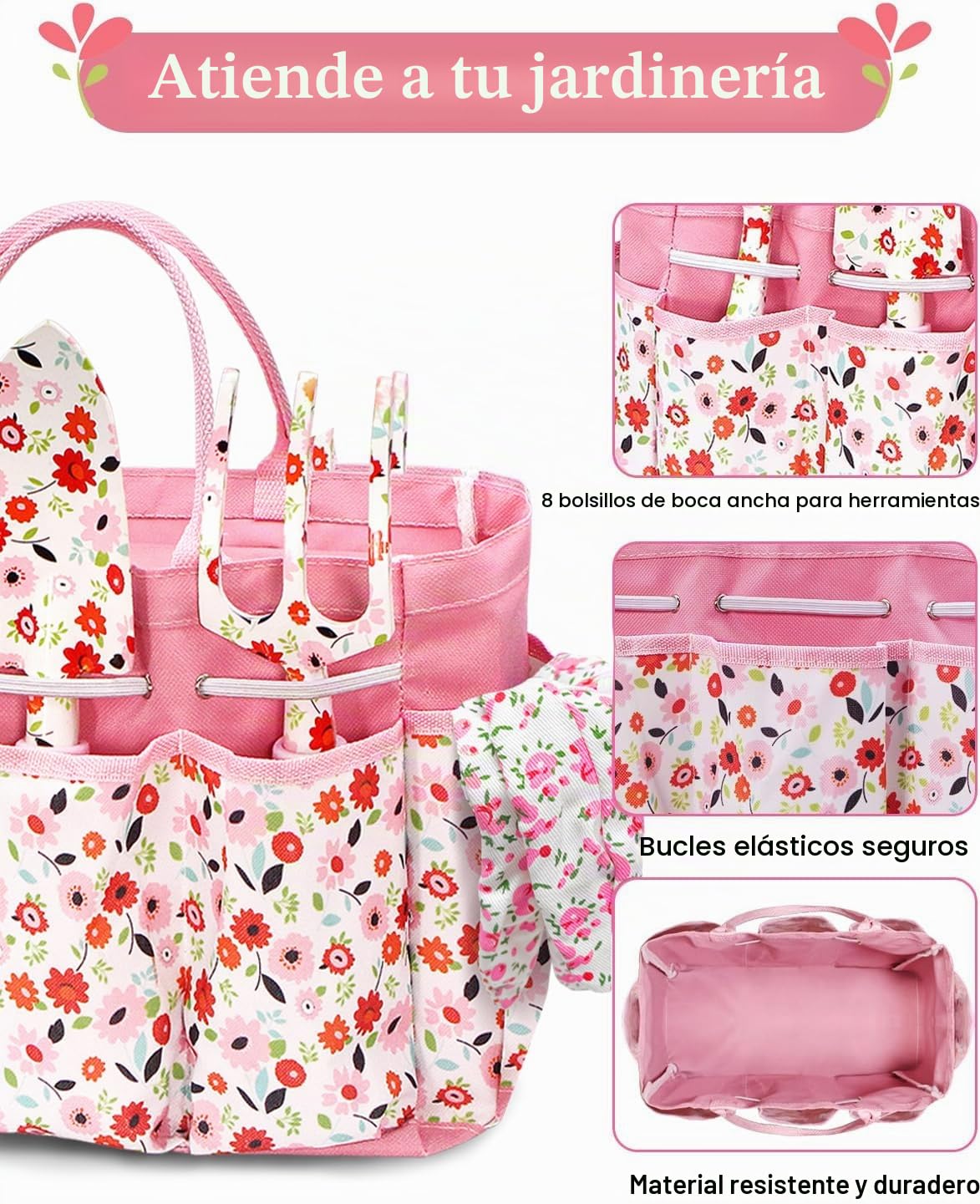 MQFORU Herramientas de jardinería, Juego de Herramientas de Huerto y Jardín Resistentes de 11 Piezas, Nuevo Juego Completo Impresas con Elegante Bolsa, Regalos de jardinería para Mujeres y Hombres