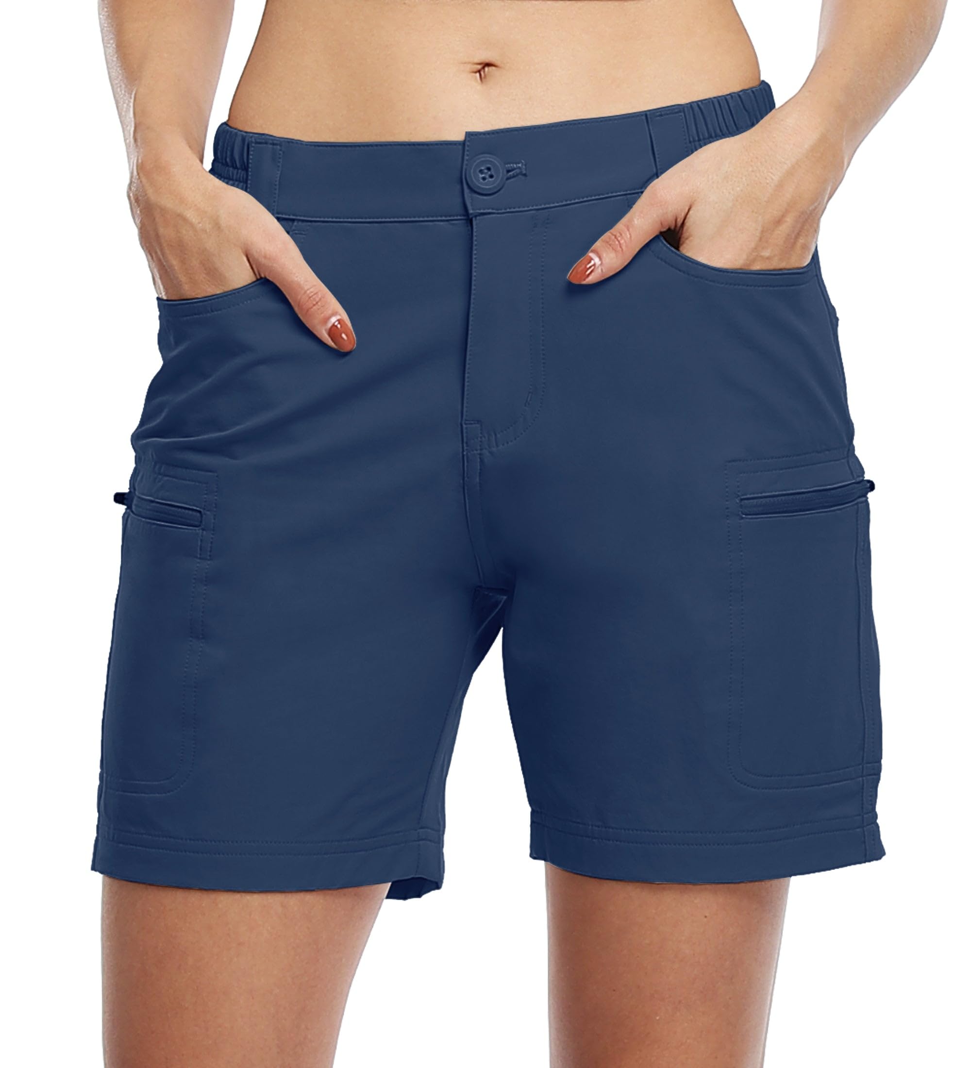 WILLIT Short de randonnée cargo pour femme - Short de golf - Pantalon de randonnée - Short d'été léger - Séchage rapide - Respirant - Avec poches - Imperméable
