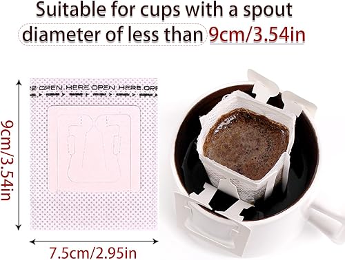 Miniatura 2 de Paquete de 50 bolsas de café portátiles para colgar en las orejas, bolsa de papel desechable de filtro de café de una sola porción para viajes,