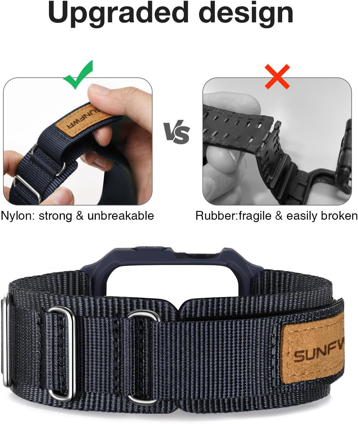 SUNFWR Bands Compatible with Apple Watch 44mm 45mm with Case,Rugged Sport Apple Watch Strap with Protective Cover for iwatch Series 9/8/7/6/5/4/SE for Men(Blue) - Image 8