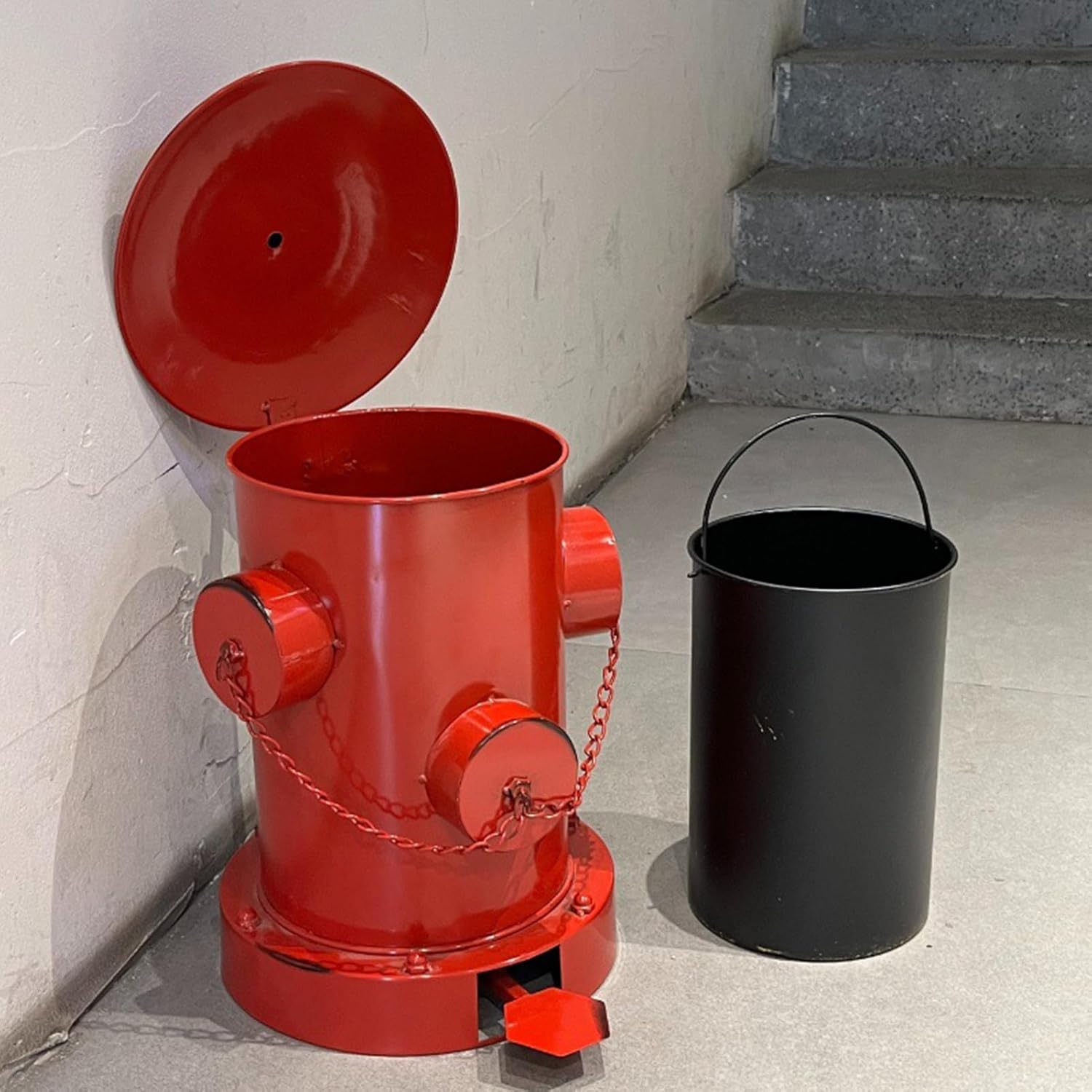 ゴミ箱 - 消防栓型 大容量 バスケット ペダル付き - 蓋付き ゴミ箱,家庭用・寝室用・シャワー室用・屋外用・車用・オフィス用