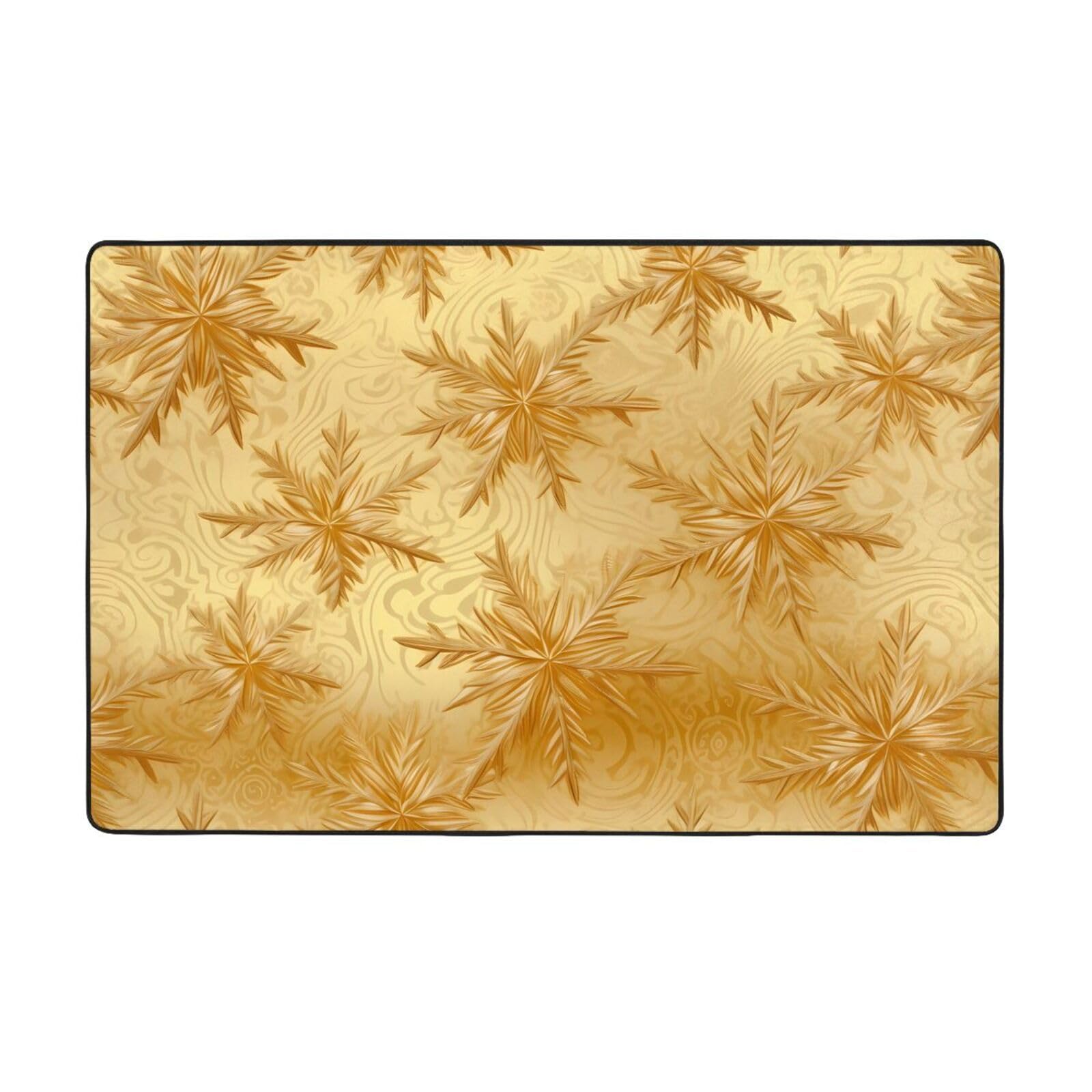 Tapis en soie dorée de Noël 152 cm toucher doux et velours fin