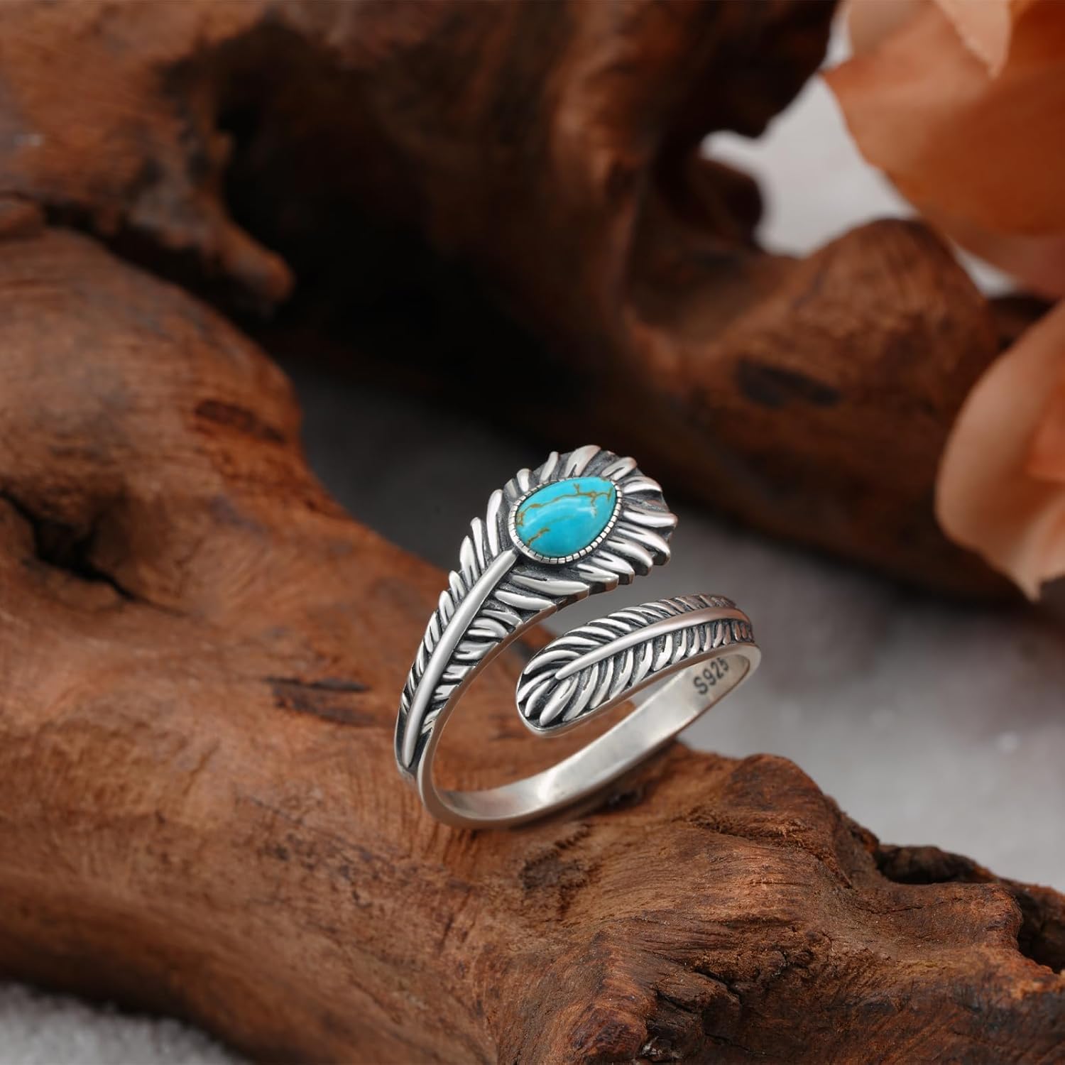Genuine Turquoise Thumb Rings for Women 925 Sterling Silver Turquoise Spoon Ring Vintage Western Nature Gemstone Turquoise Jewelry for Women - Image 3