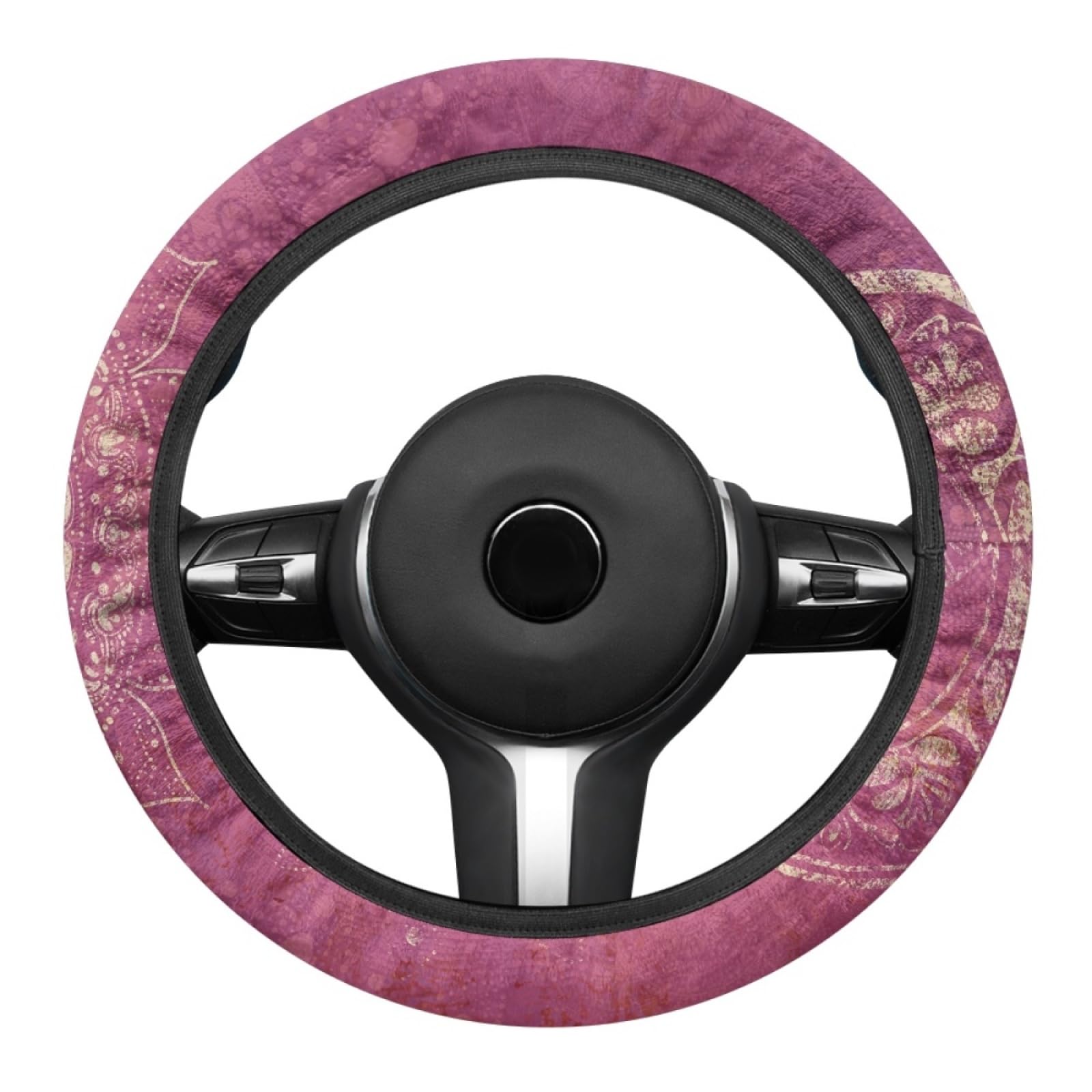 Funda Volante Coche Universal Flores Amarillas Franela Antideslizante, Suave Adecuado para Todas Las Estaciones, Funda Volante 38 Cm