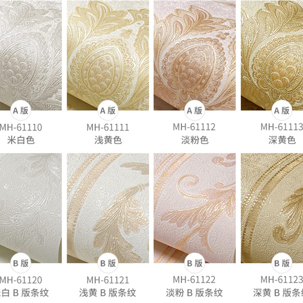 European Style PVC Wallpaper AB Damask Flower 3D Carving Craft Bedroom Living Room Sofa TV Background Wall Shop Decoration Clothing Store Restaurant Hotel 1.73'W x 32.8'L Non-Pasted (Dark brown B) - Image 2