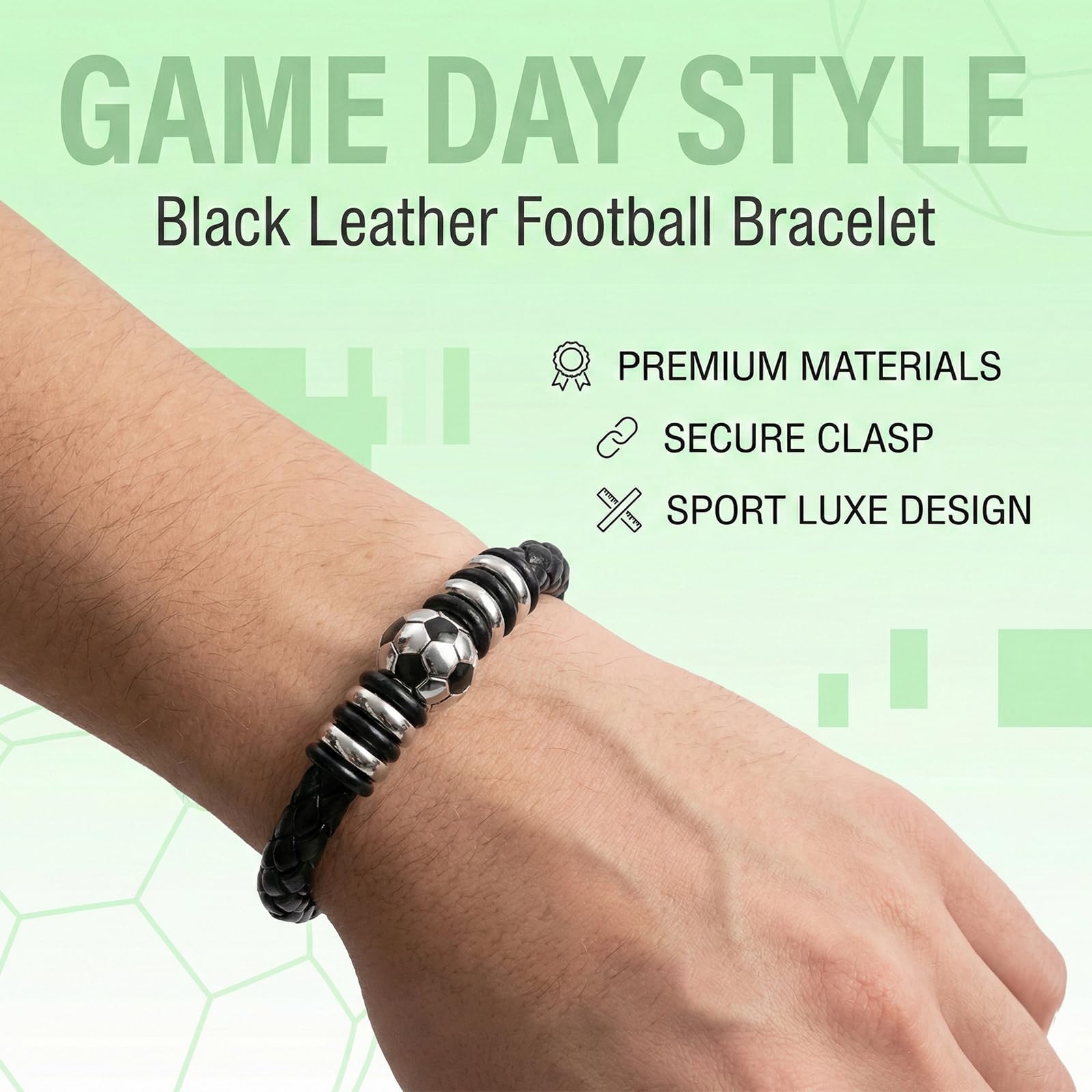 Regalos de Futbol para Fans, Set de Trofeo y Pulsera de Futbol, Pulsera de Cuero Trenzado con Cierre Magnetico, Caja de Regalo, para Cumpleanos Comunion Confirmacion Graduacion
