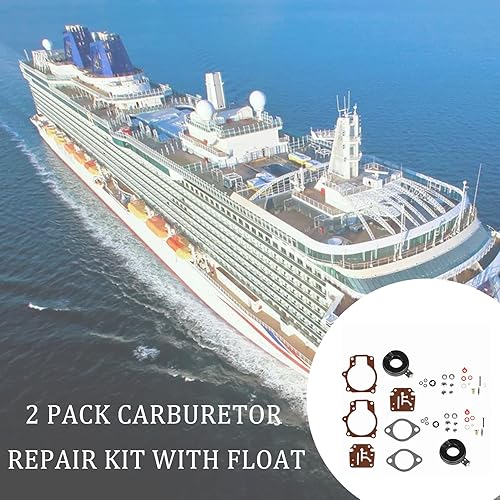 Miniatura 3 de labwork Paquete de 2 kit de reparación de carburador con flotador de repuesto para Johnson Evinrude 18 20 25 28 30 35 40 45 48 50 55 60 65 70 75 HP