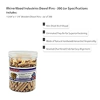 Vista 106 de 3/8" x 2" - Paquete de 500 pasadores de madera - Secados al horno, estriados y biselados (3/8" x 2", 500 unidades)