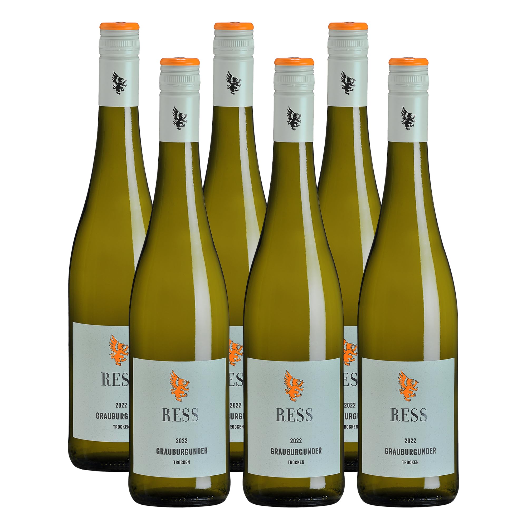 RESS 2025 Rheinhessen Grauburgunder trocken im 6er-Paket, Pinot Gris vom Familienweingut, weißwein trocken mit Pfirsich und Schmelz