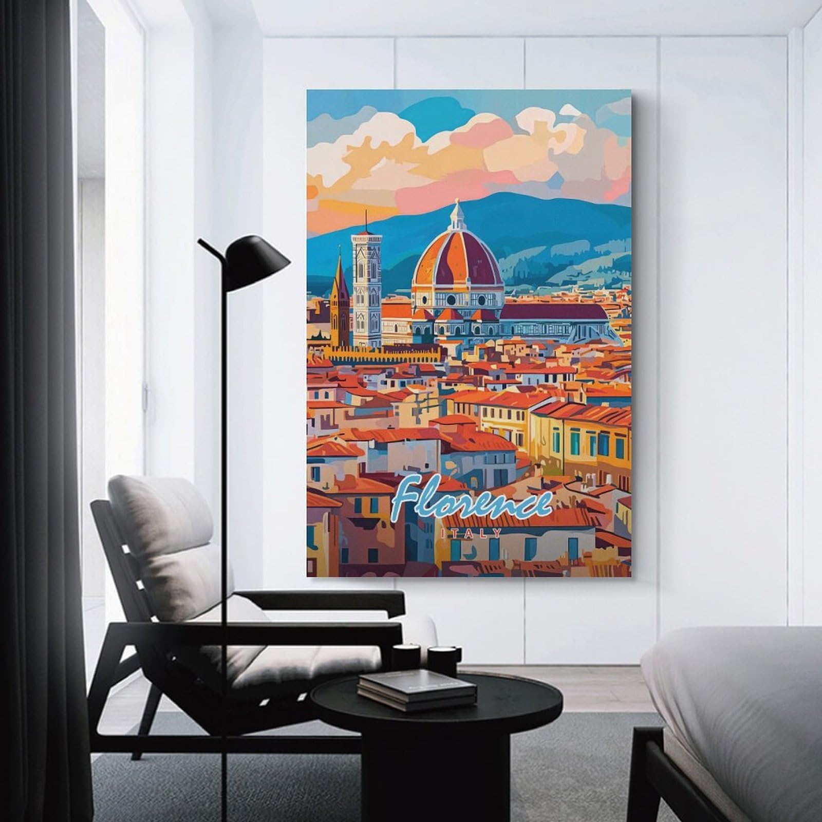 Junmoney Florence Cityscape(2) Canvas Art Print, 24x36inch(60x90cm), for Bedroom Decor, Cosy Corners Or Studios, A Warm Accent for Relaxed Interiors