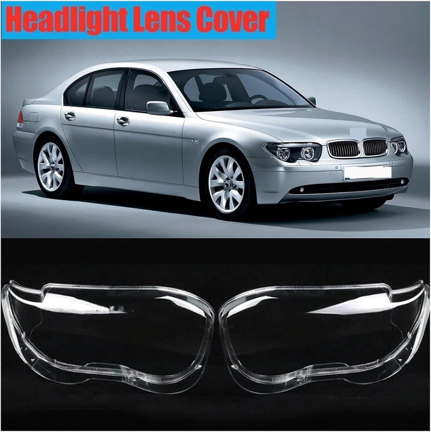 Car Headlight Lens Replacement for BMW E67 E66 E65 7 Series 730 735 745 760 2001-2004 Car Headlight Lens Head Lamp Shade Shell Cover(Left Right)(Left)