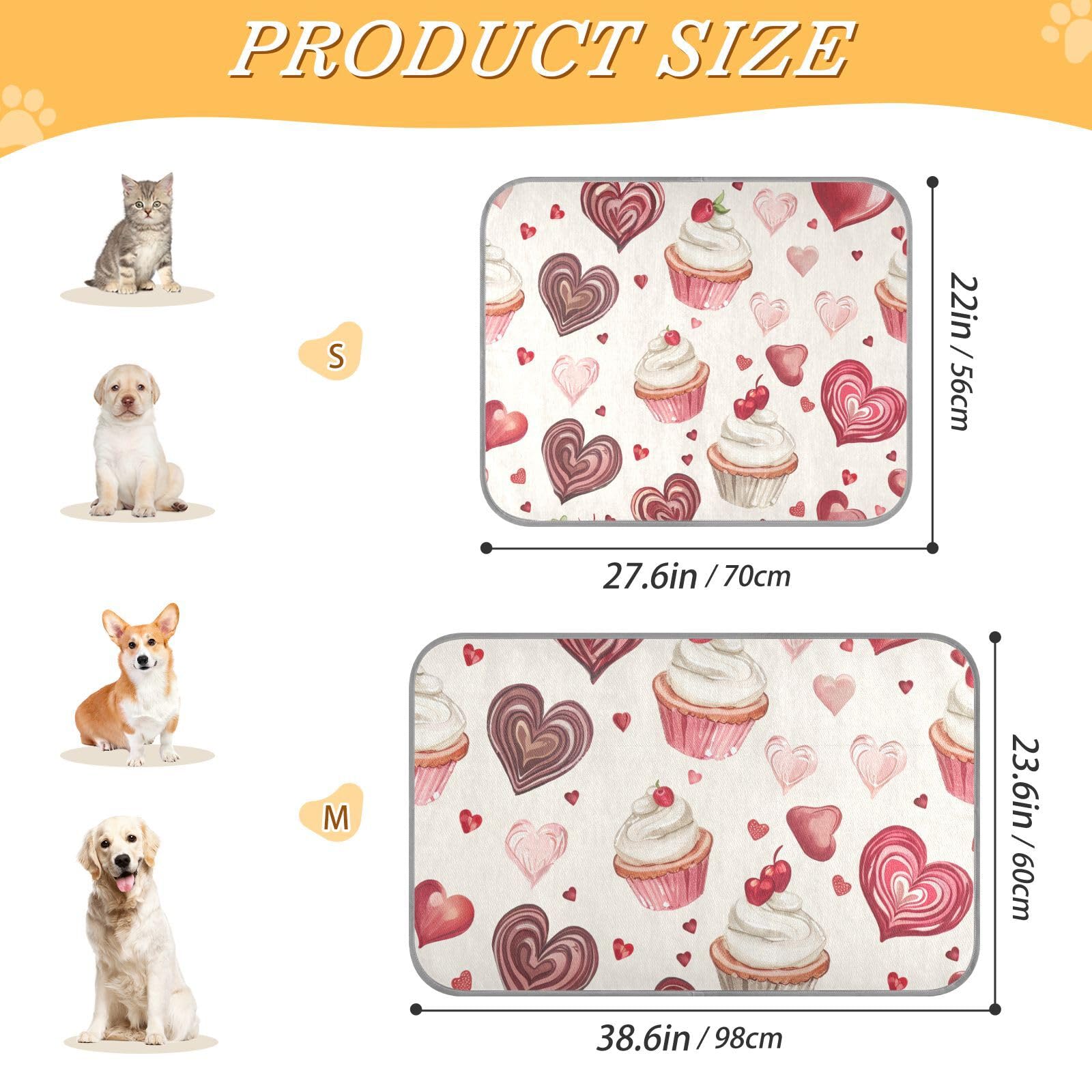 siphylline Cake Romantic Heart Summer Outdoor Cooling mat Self Cooling cat beds for Outdoor Cats for Bunny pet Safe tapete refrescante para mascotas S