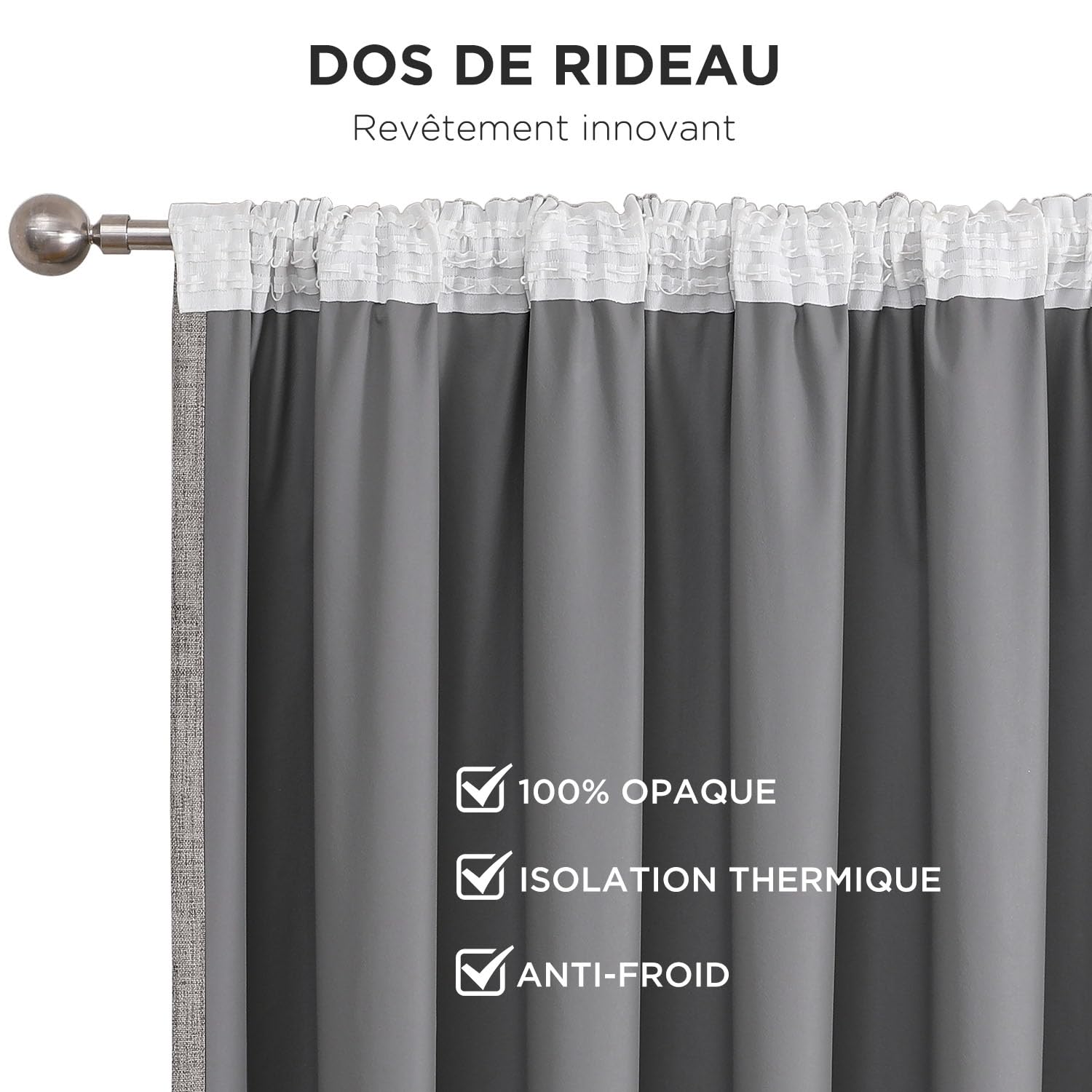 Joydeco Lot de 2 Rideaux Occultants avec Galon Fronceur 132x245 cm pour Rail et Passe Tringle, Rideau Opaque Isolant Thermique Phonique, Décoration Intérieure de Salon Chambre Balcon - Kaki