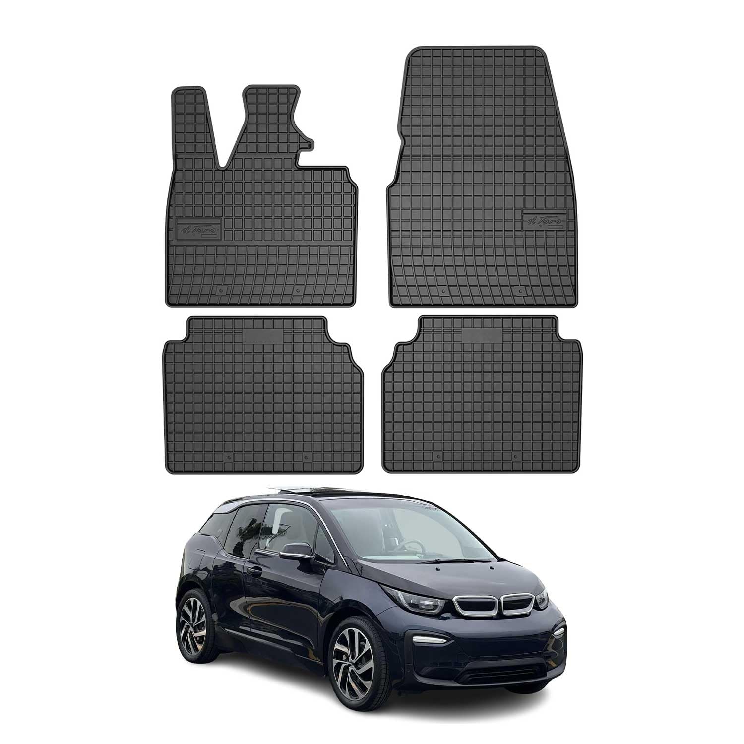 OMAC Fußmatten für BMW i3 I01 2013-2023 Gummi 4tlg Schwarz