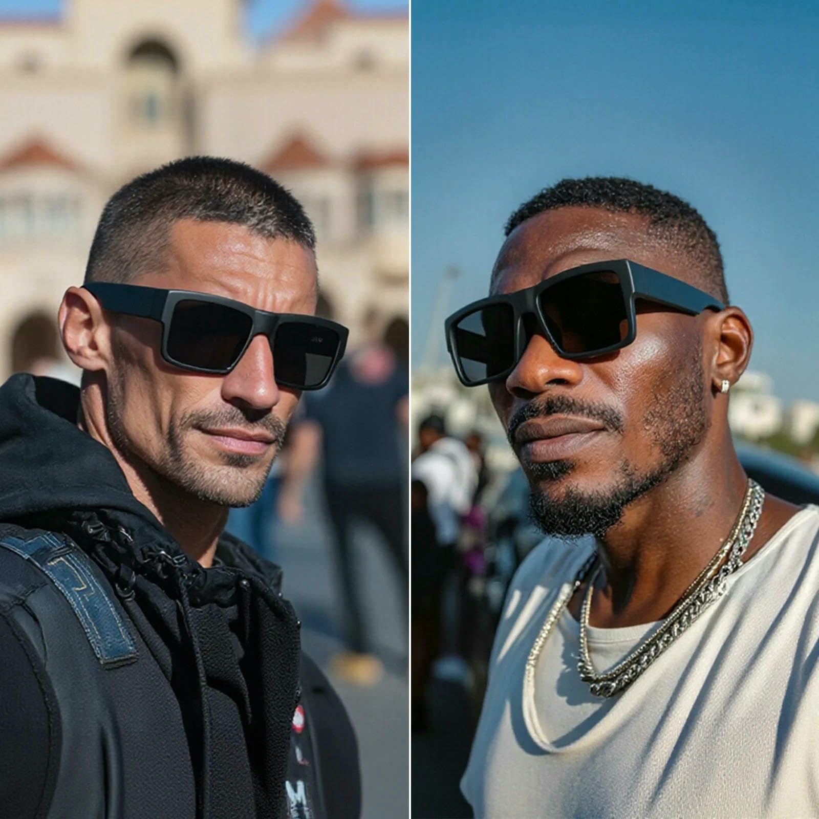 Gafas De Sol Cabeza Grande para Hombres Y Mujeres, Deportivas Seguridad Uv400, Deporte Trabajo Al Aire Libre-Negro Oscuronegro