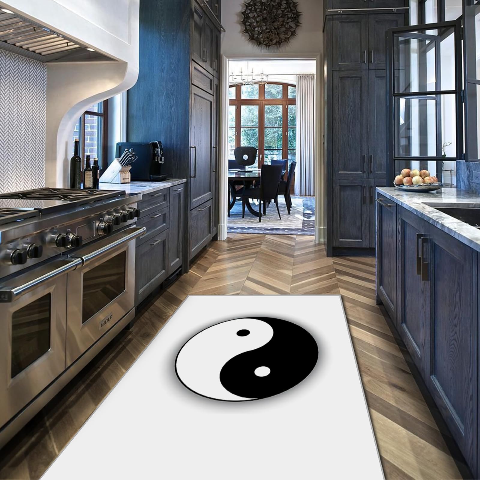 Tapis de style minimaliste Yin Yang pour salon appartement moderne