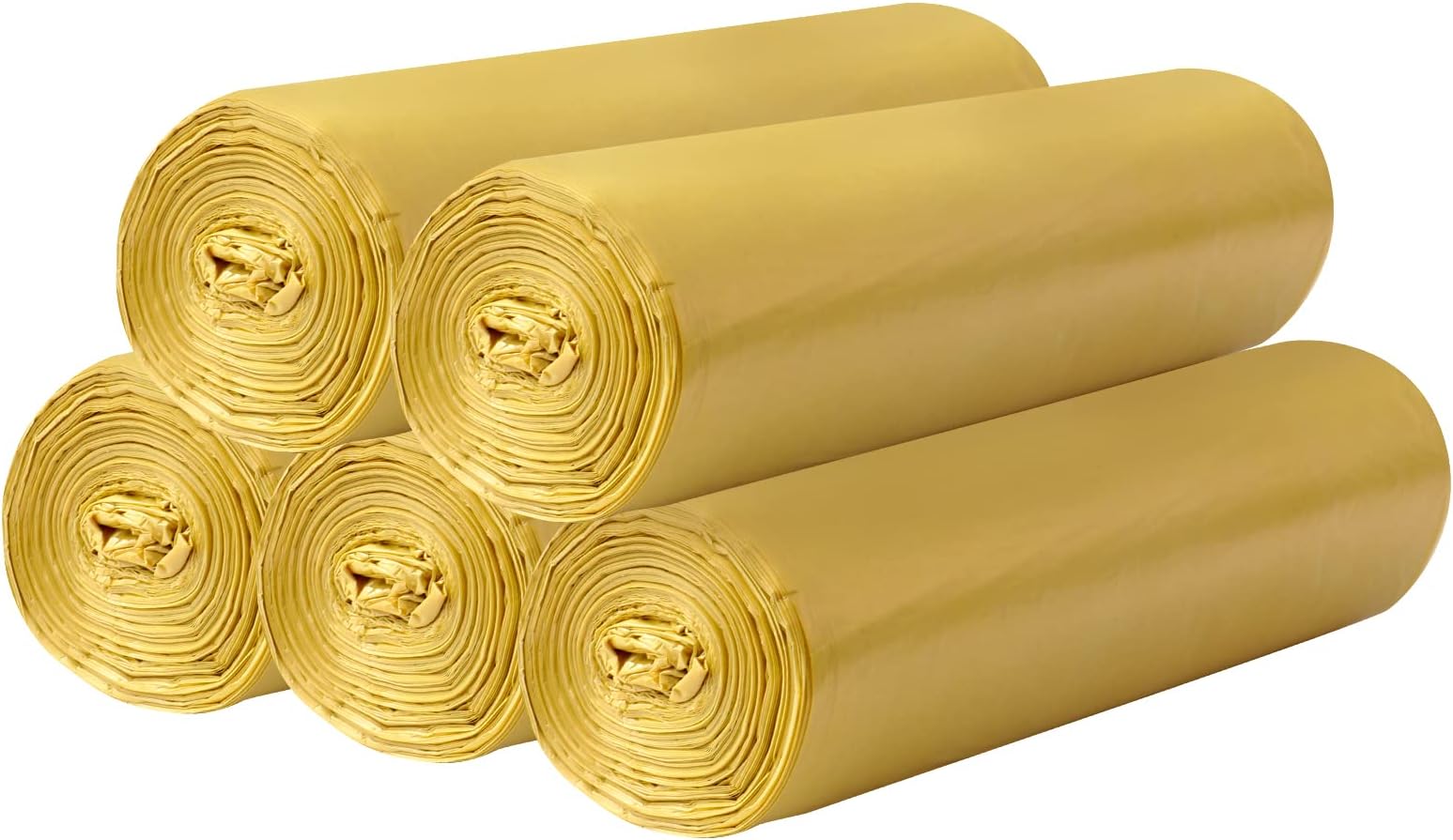 HDY 5 Rolls Small Trash Bags - 100 Counts Durable 4 Gallon Small Garbage Bags for home office kitchen Bathroom Bedroom Trash Can liners（Golden）