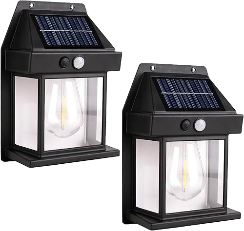 Luces solares de pared para exteriores paquete de 2 luces solares de movimiento al aire libre, impermeables, 3 modos de iluminación, apliques de luz