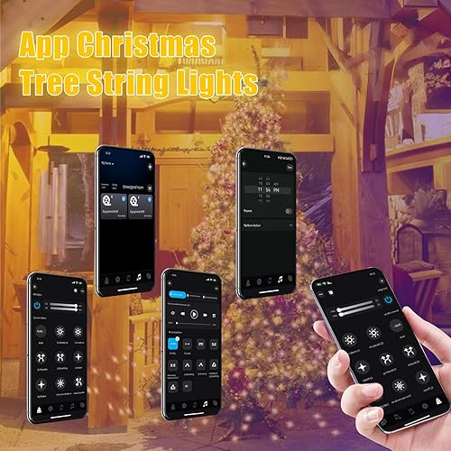 Miniatura 6 de Luces inteligentes para árbol de Navidad, control por APP, 6.56 pies, 16 líneas, 400 luces LED, luces decorativas con anillo, escenarios DIY, 17