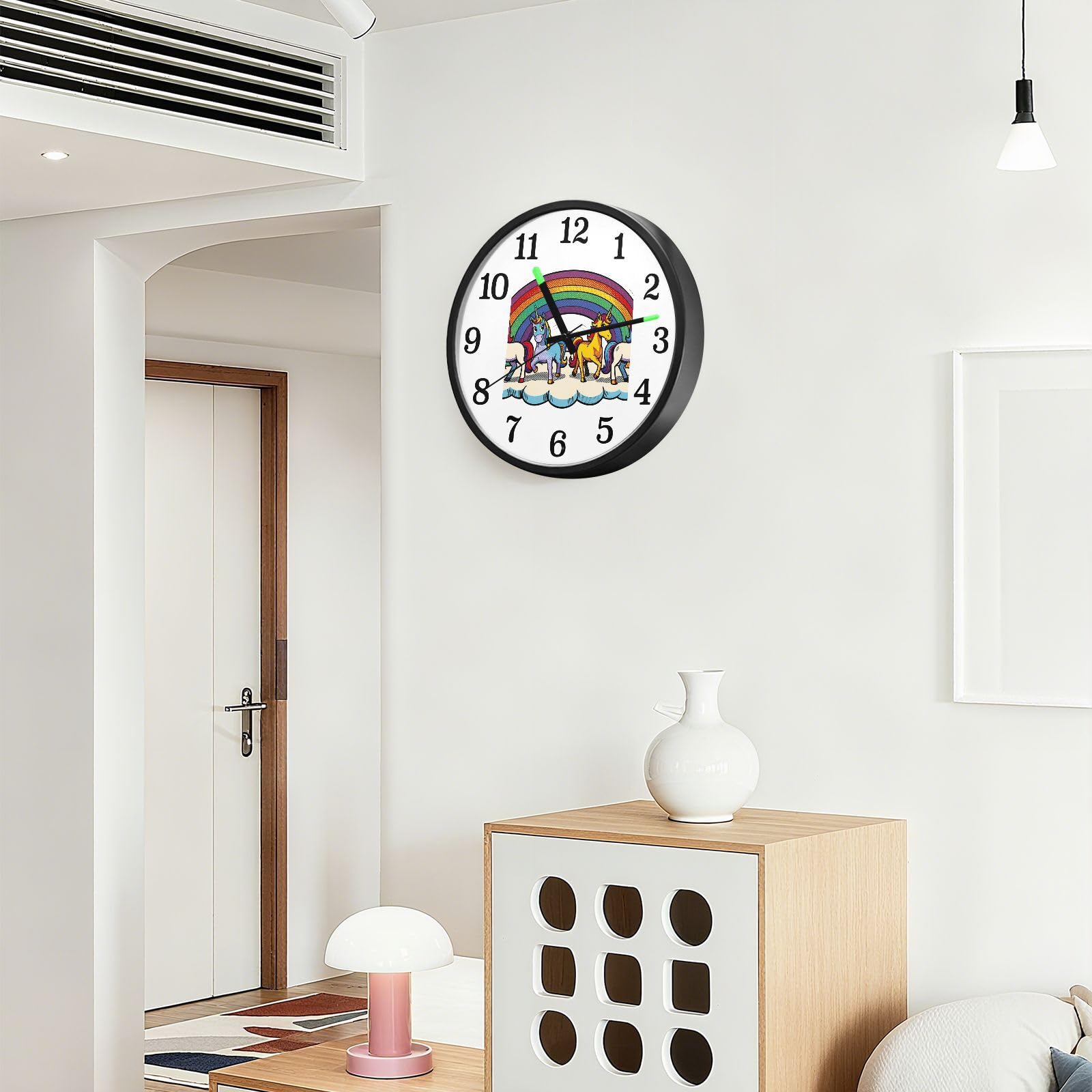 Yuiboo Horloge murale avec cornes arc-en-ciel