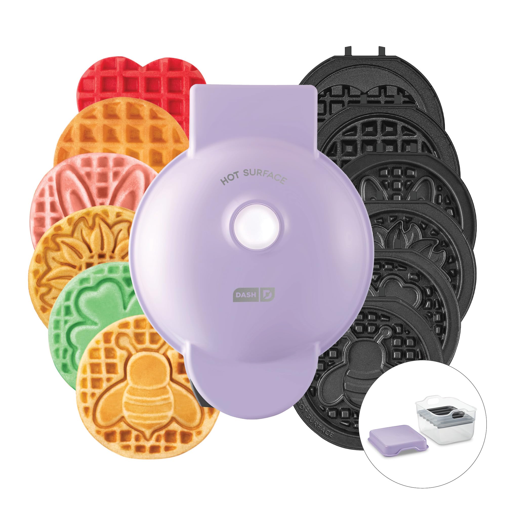 DASH Mini Waffle Maker with 7 Removable Plates-Spring Themed