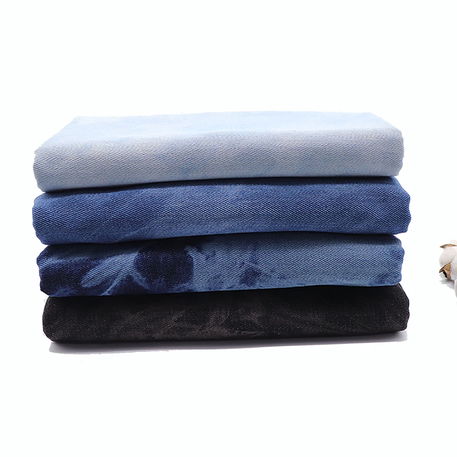 Tejido Vaquero Lavado, Lote de Tela Vaquera Lavada de algodón Suave for Jeans, Vestidos y Camisetas, Materiales for Patchwork, Costura de Ropa(Blue)