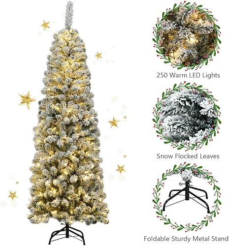 Miniatura 179 de Goplus - Árbol de Navidad artificial cónico de 6 pies, 340 puntas de rama, agujas de cloruro de polivinilo premium, delgado con soporte de metal