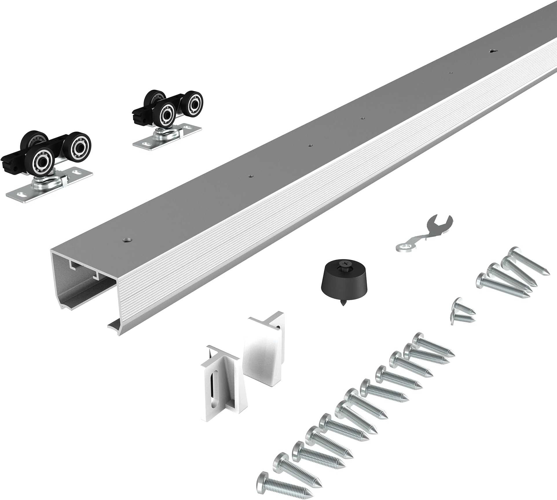 JUBEST 7FT Commercial Grade Pocket Door Hardware and Track Set, Sliding Door Hardware 80.7", Durable and Smoothly, Easy to Install