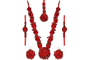 Floral Jewelry Set Indian Haldi Jewellery Set Flower Floral Necklace Hook Earrings...