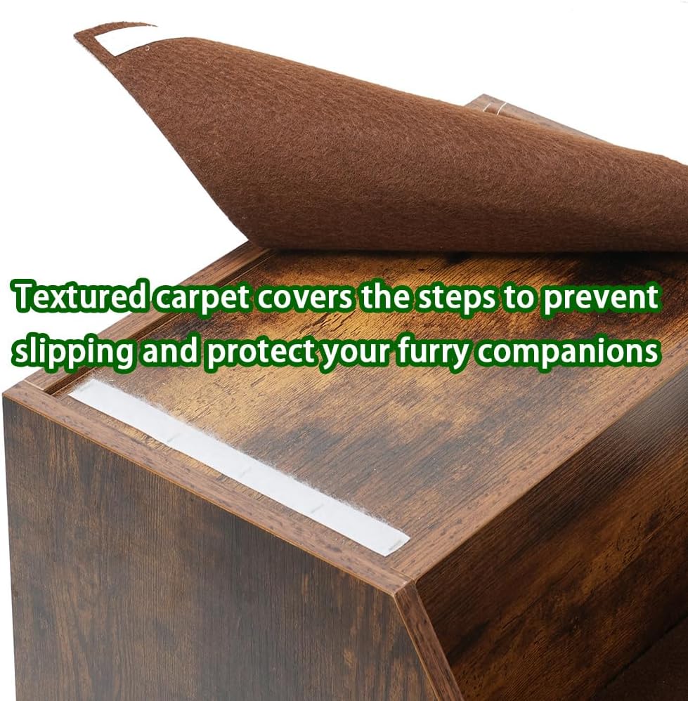 Dog Window Perch with Stairs, Dog Bunk Bed with Removable Step and Soft Pads for Dogs and Cats, Stylish Vintage Pet Furniture (Vintage, 44.5 * 19.7 * 25.6)