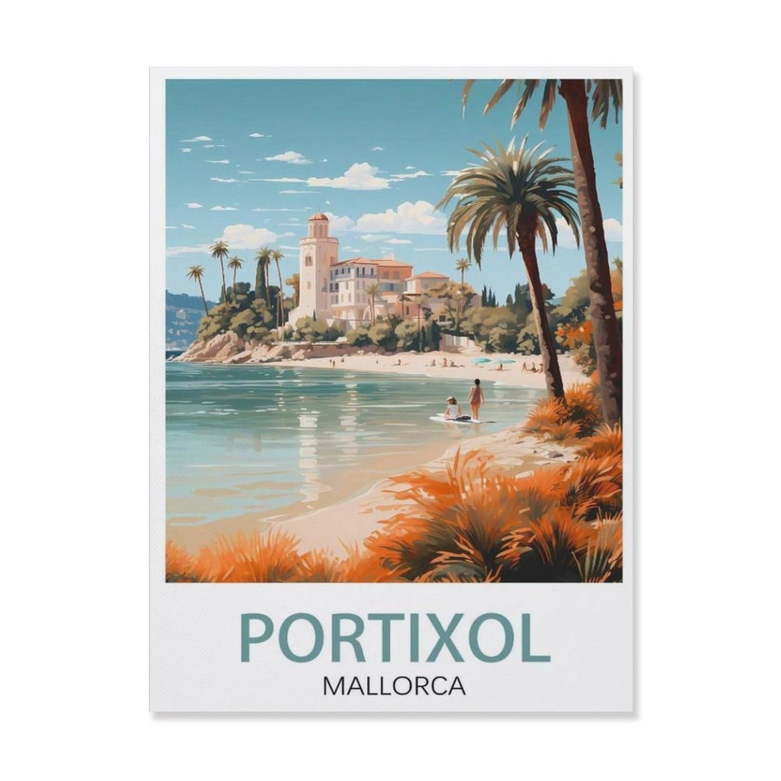 Beayodkp A12 Paint By Numbers，Portixol Mallorca，Landscape Kit For Adults Beginner Diy Oil Painting(50X60cm-R22