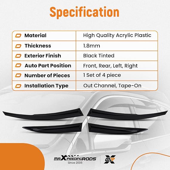 maXpeedingrods 4Pcs Wind Deflectors for Honda Civic 2006-2012 4 Door Saloon