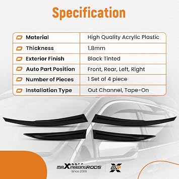 maXpeedingrods 4Pcs Wind Deflectors for Honda Civic 2006-2012 4 Door Saloon