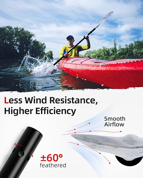 Abahub Pagaia Kayak 210 cm a 230 cm Regolabile Alluminio Doppia Remi Kayak Paddle Pagaie da Kayak per Kayak Barca a Remi Canoa Gambo in Lega di Alluminio Lame in Plasticain 12 Colori - 5