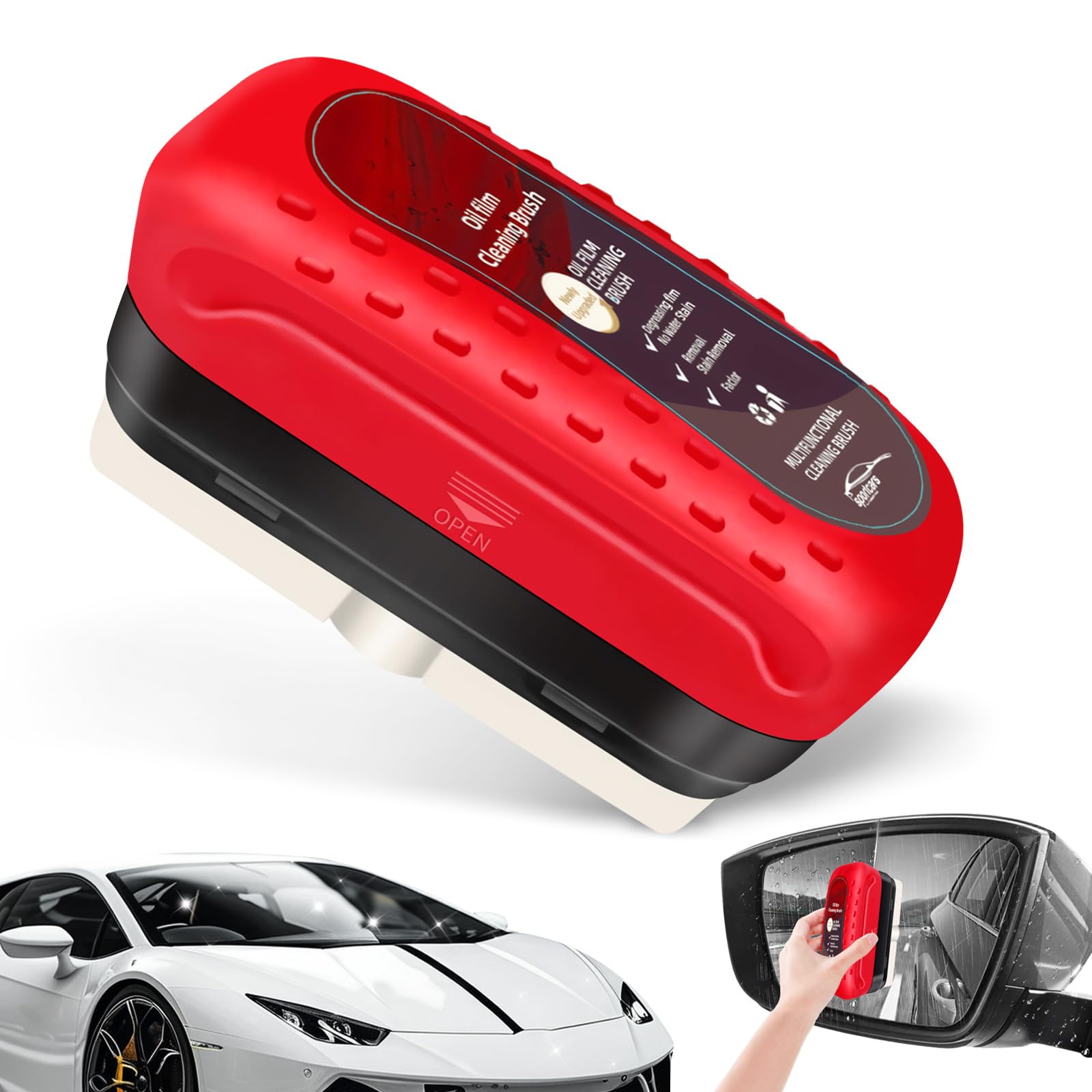 Automotive Oil Film Cleaning Brush, Car Glass Oil Film Cleaner Brush, Oil Repellent Film for car Windows, Improves Clarity and Visibility,Oil Film Cleaning Emulsion,universal glass cleaning wipe Board