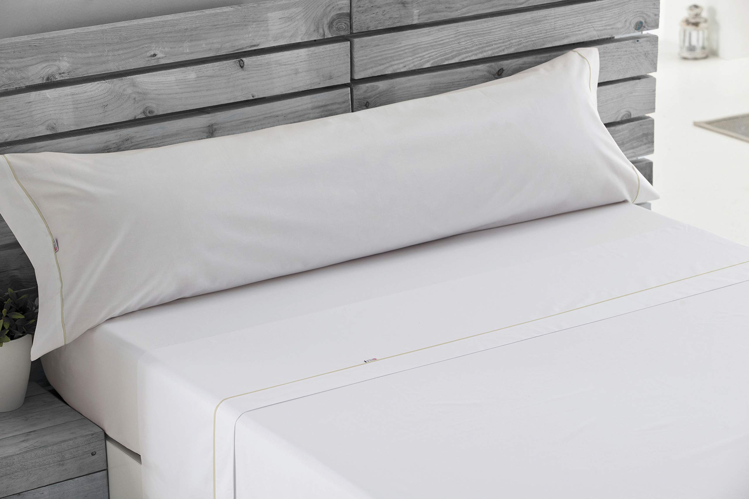 Juego de sábanas color blanco Cama de 180 (4 piezas) - 100% algodón - 144 hilos. Gramage: 115