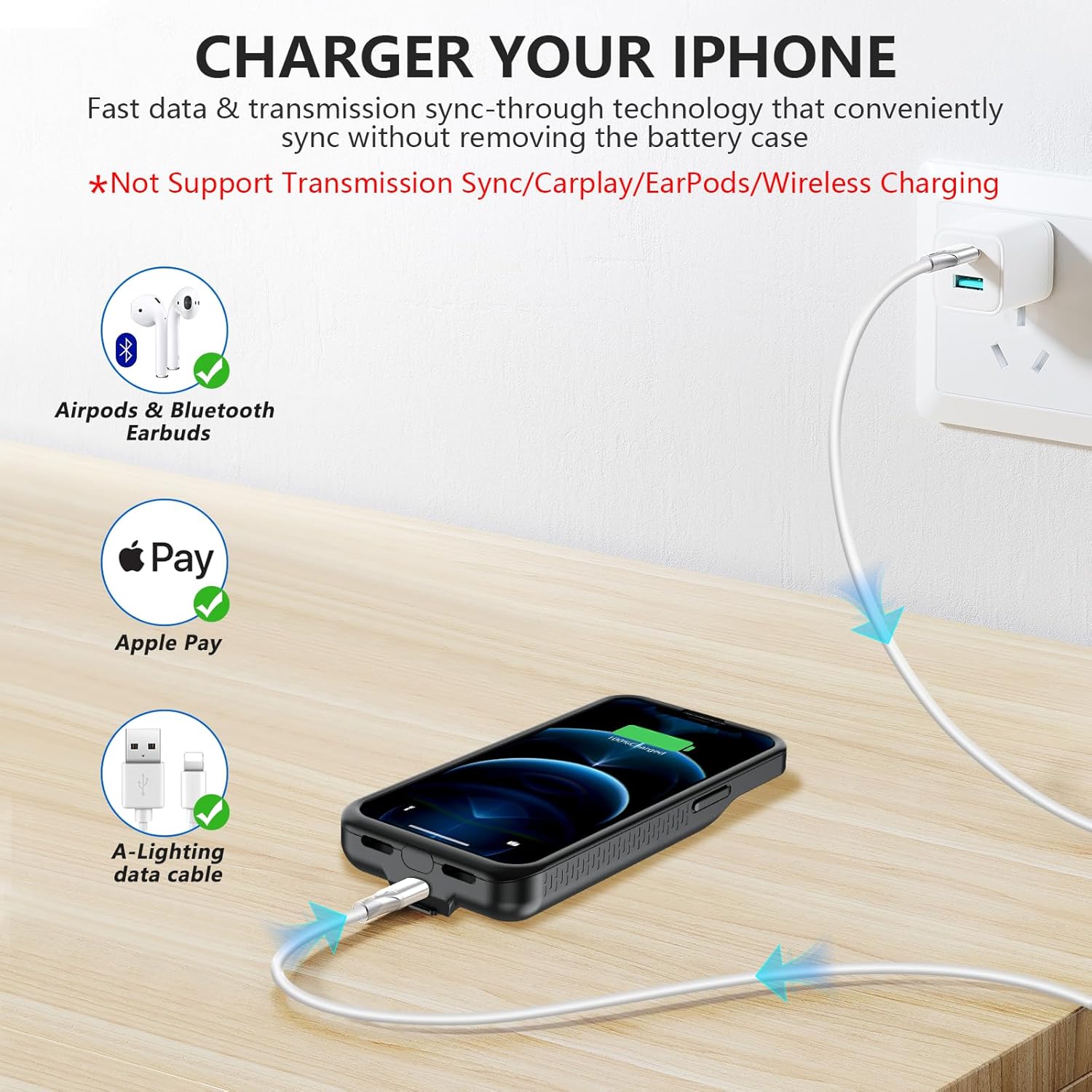 BOPPS Battery Case for iPhone 12/12 Pro with Stand,Upgrade Powerful 7000mAh Portable Rechargeable Protective Extended Charger Cover for iPhone 12/12 pro Charging Case,Black