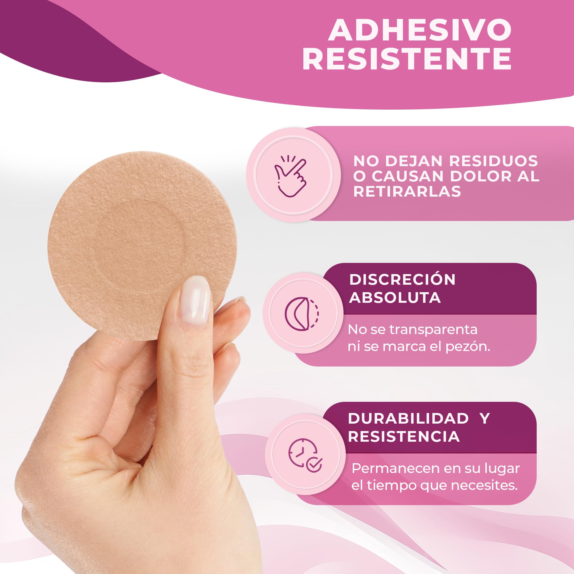 Pezoneras Adhesivas Invisibles 6cm Ø Fijación Extra Natural Resistente al Sudor