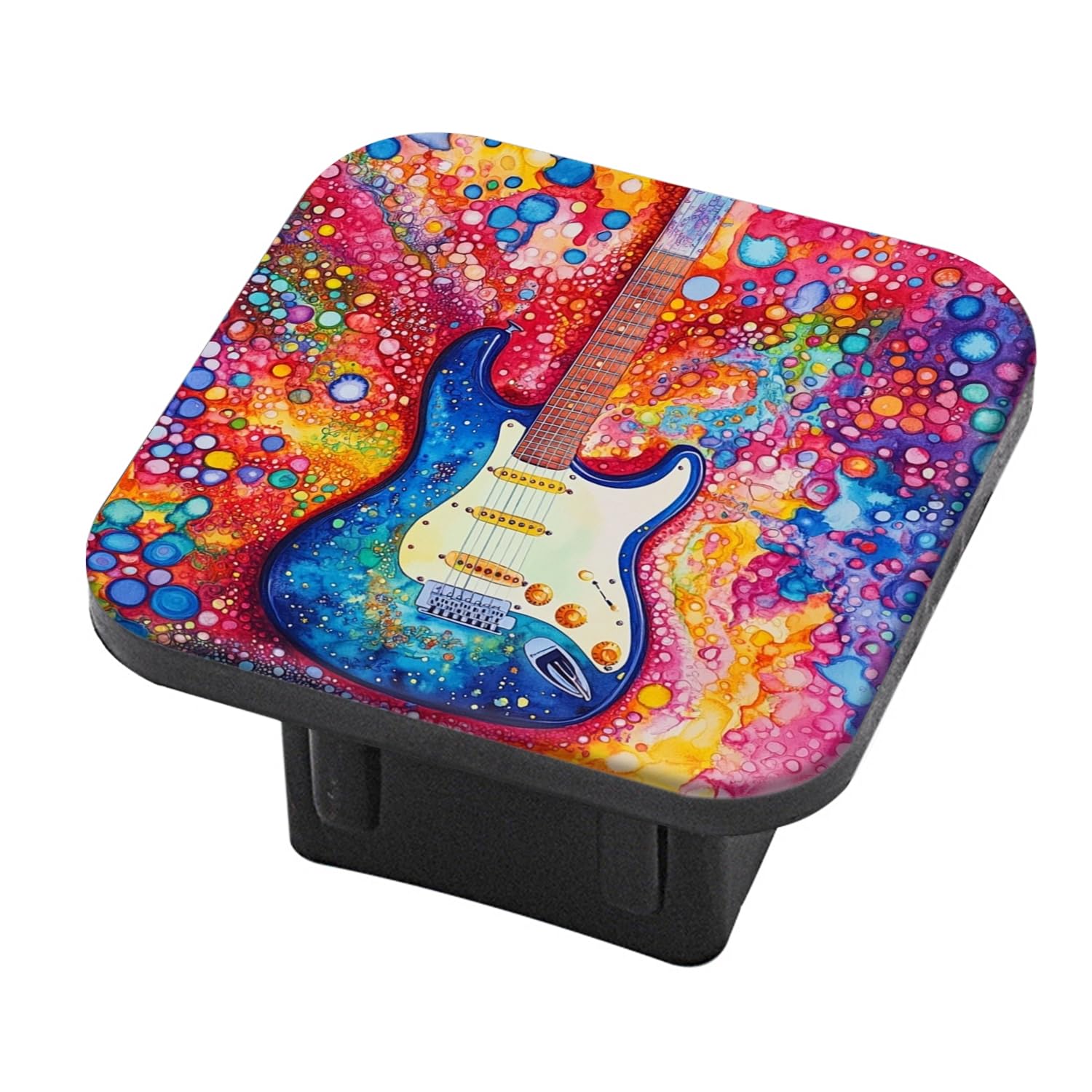 Hitch Cover Fits for 2-Inch Hitch,Electric Guitar Amidst Splash of Colorful Bubbles Rubber Trailer Hitch Cover Tube Plug Insert,Car Exterior