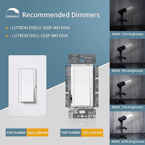 Miniatura 10 de Bombillas tubulares LED T10, blanco cálido 2700 K, 6 W, bombillas de filamento LED vintage de tubo regulable de 60 W, base media E26, bombilla LED