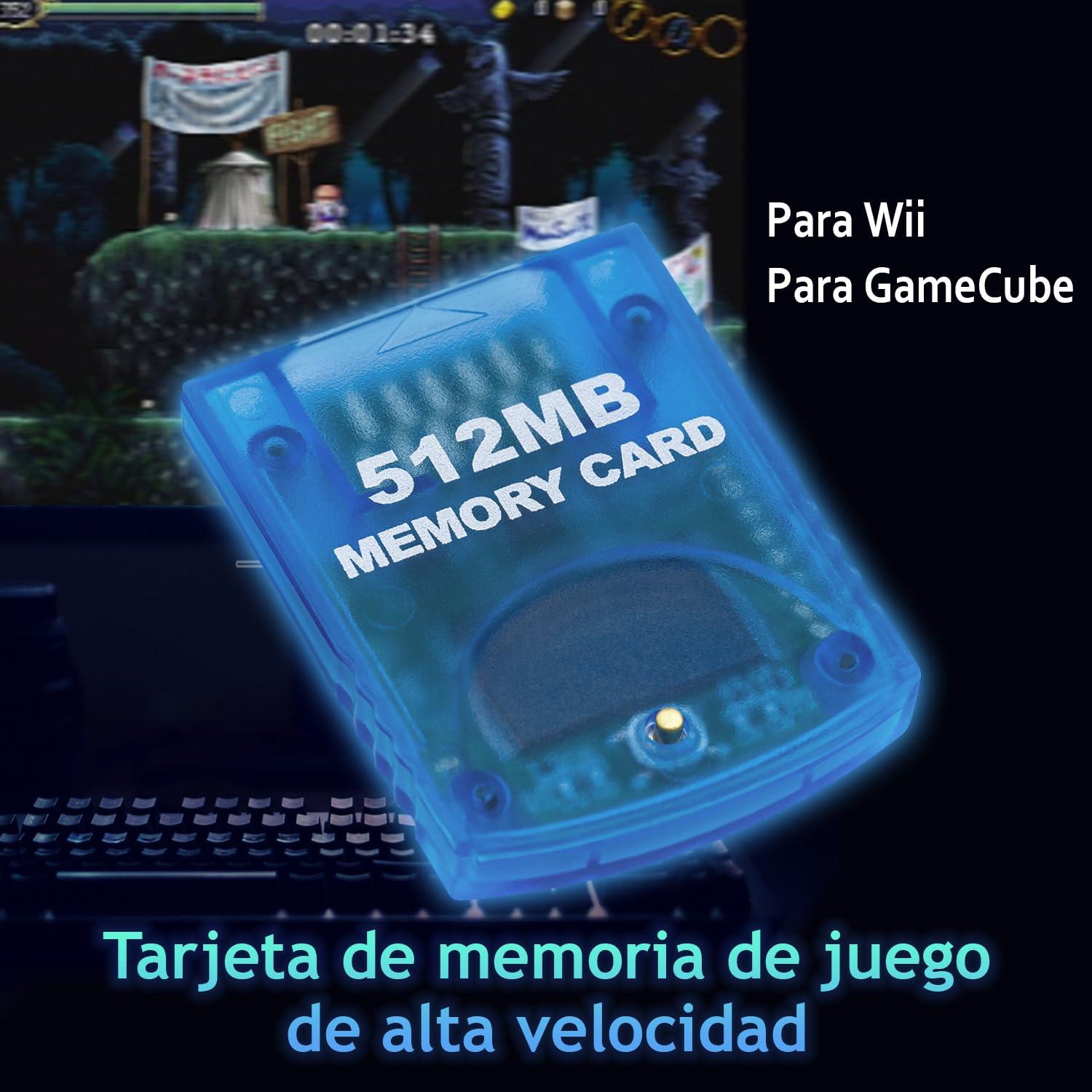 Mcbazel Tarjeta de Memoria de Almacenamiento para Juegos de 512 MB para Consola Wii/Gamecube GC