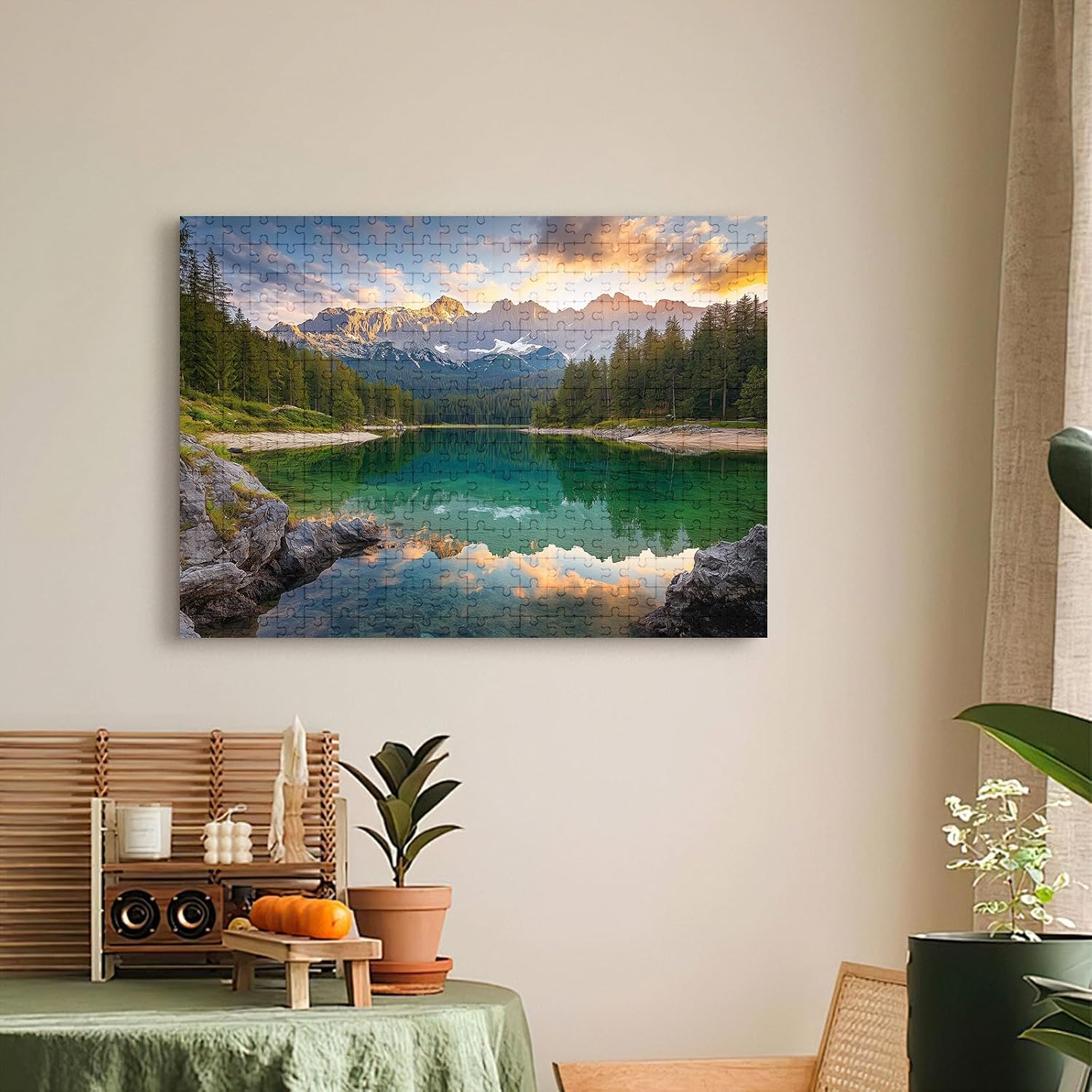 500 Piece Jigsaw Puzzle for Adults, Mountain Peaks and Green Lake Nature Landscape, Scenic Puzzle for Family Game Night and Home Decor, 20.5 x 15 in