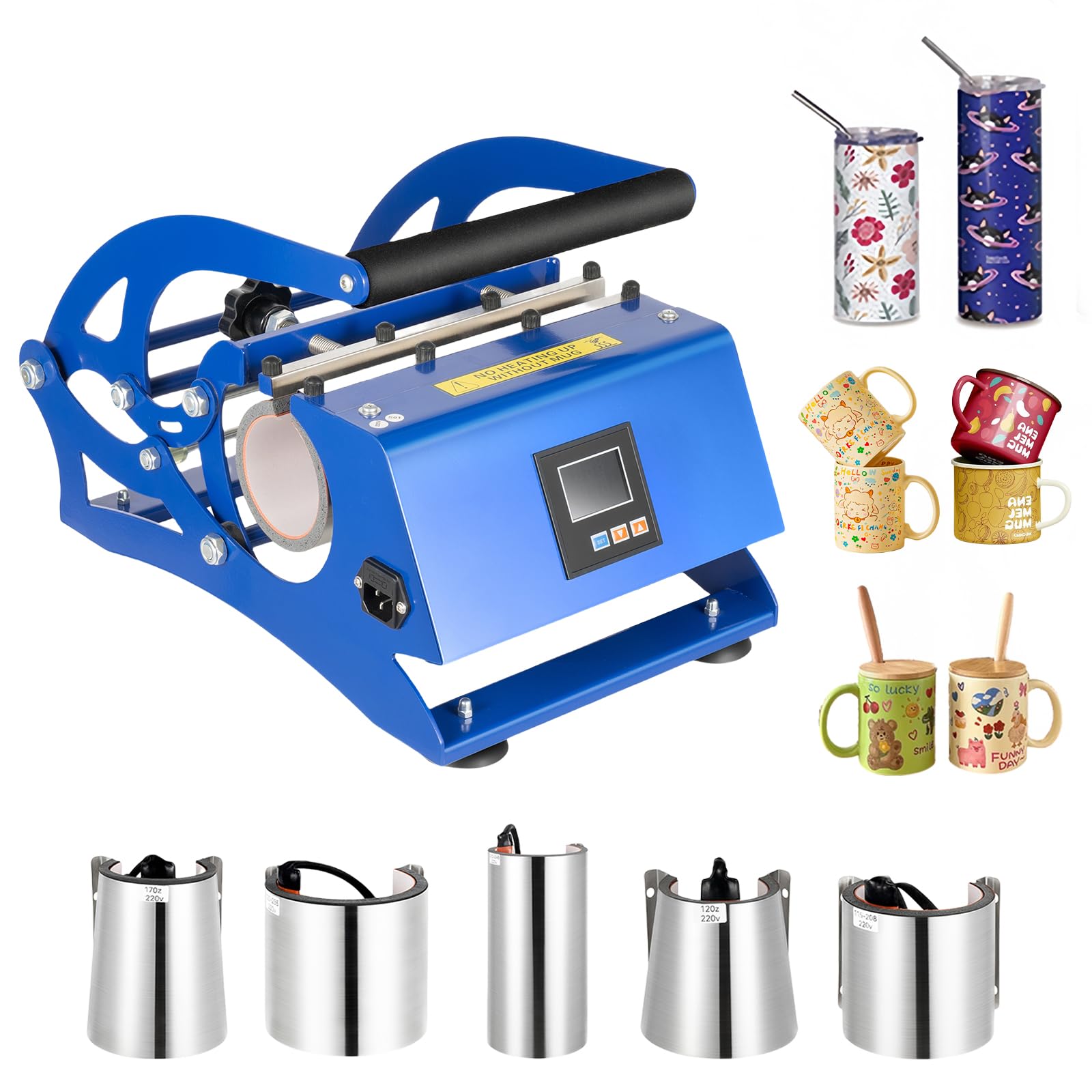 Pressa a sublimazione 6 in 1, 600 W, 200 ℃, pressa a sublimazione, con 6 sottobicchieri