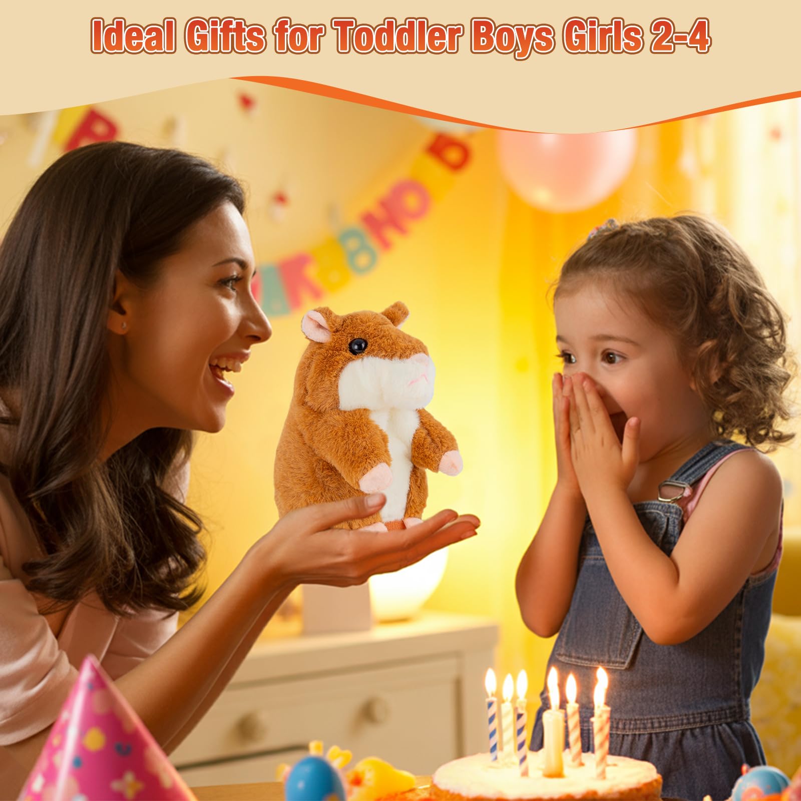 Qrooper Talking Hamster - Stuffed Animals Toy for Kids 2 3 4 5 6 Year Old, Repeats What You Say - Toddler Interactive Plush Toys, Birthday Gifts for Boys Girls 2 Years and Up