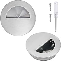 Vista 8 de Biaungdo 2 tiradores de puerta ocultos redondos ocultos, tiradores empotrados para puerta de acero inoxidable, puertas corredizas de granero
