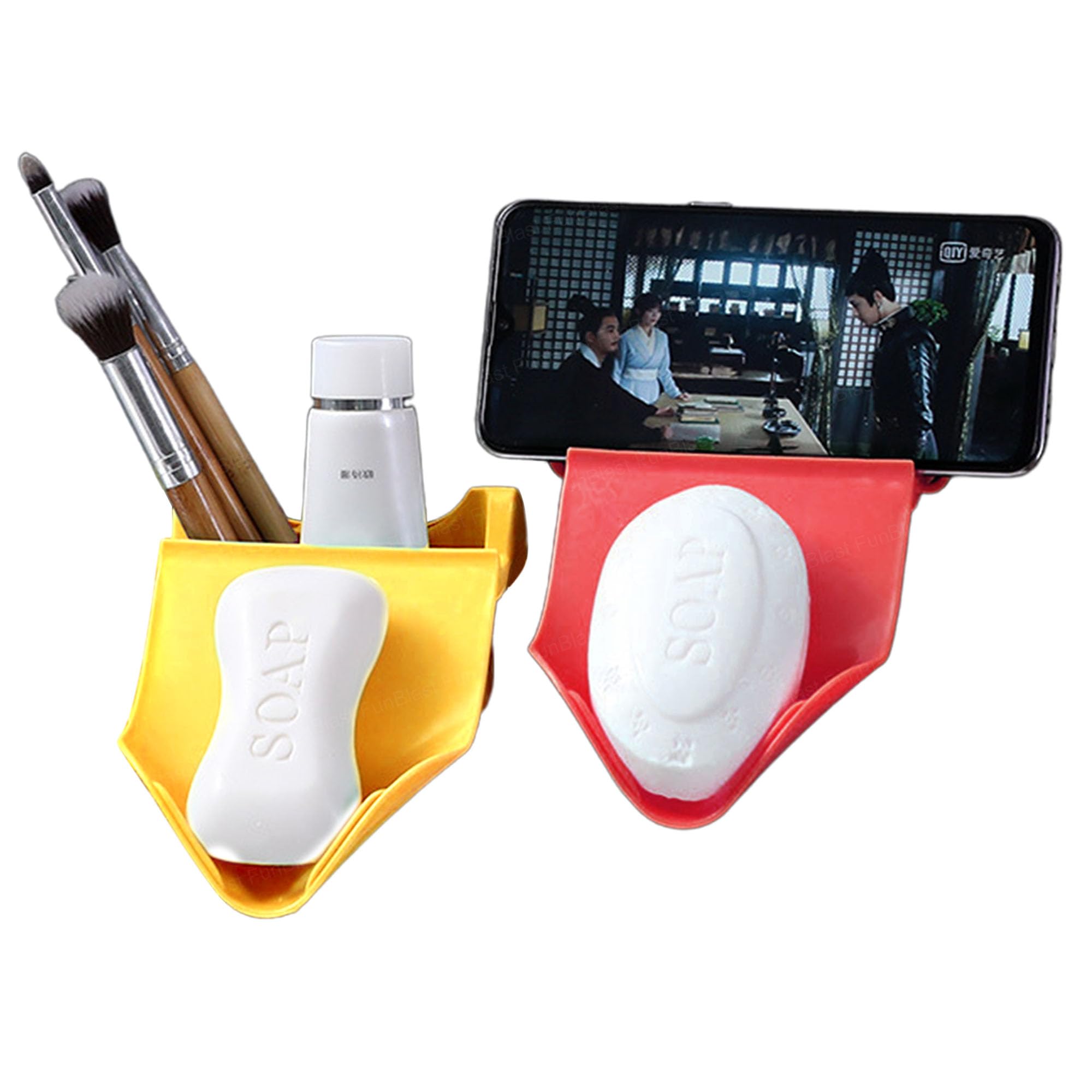 FunBlast Soap Case for Bathroom – Soap Box Holder, Set of 2 Soap Stand Holder for Bathroom, Kitchen Sink Magic Stickers Wall Mounted Soap Dish Holder (PinkYellow) (B0D9SHDVPL) Amazon Price History, Amazon Price Tracker