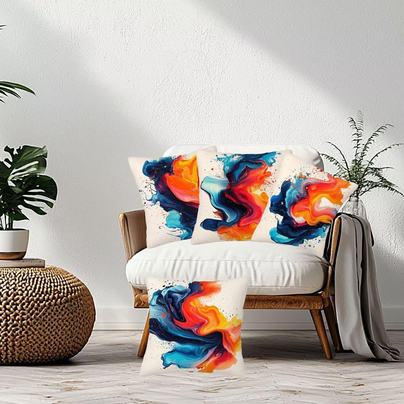 Beżowa poszewka na poduszkę, 50 x 50 cm, zestaw 4 sztuk, super miękka, nadaje się do prania, abstrakcyjna, kwadratowa poduszka z ukrytym zamkiem błyskawicznym, na sofę, do sypialni, prezent dla kobiet